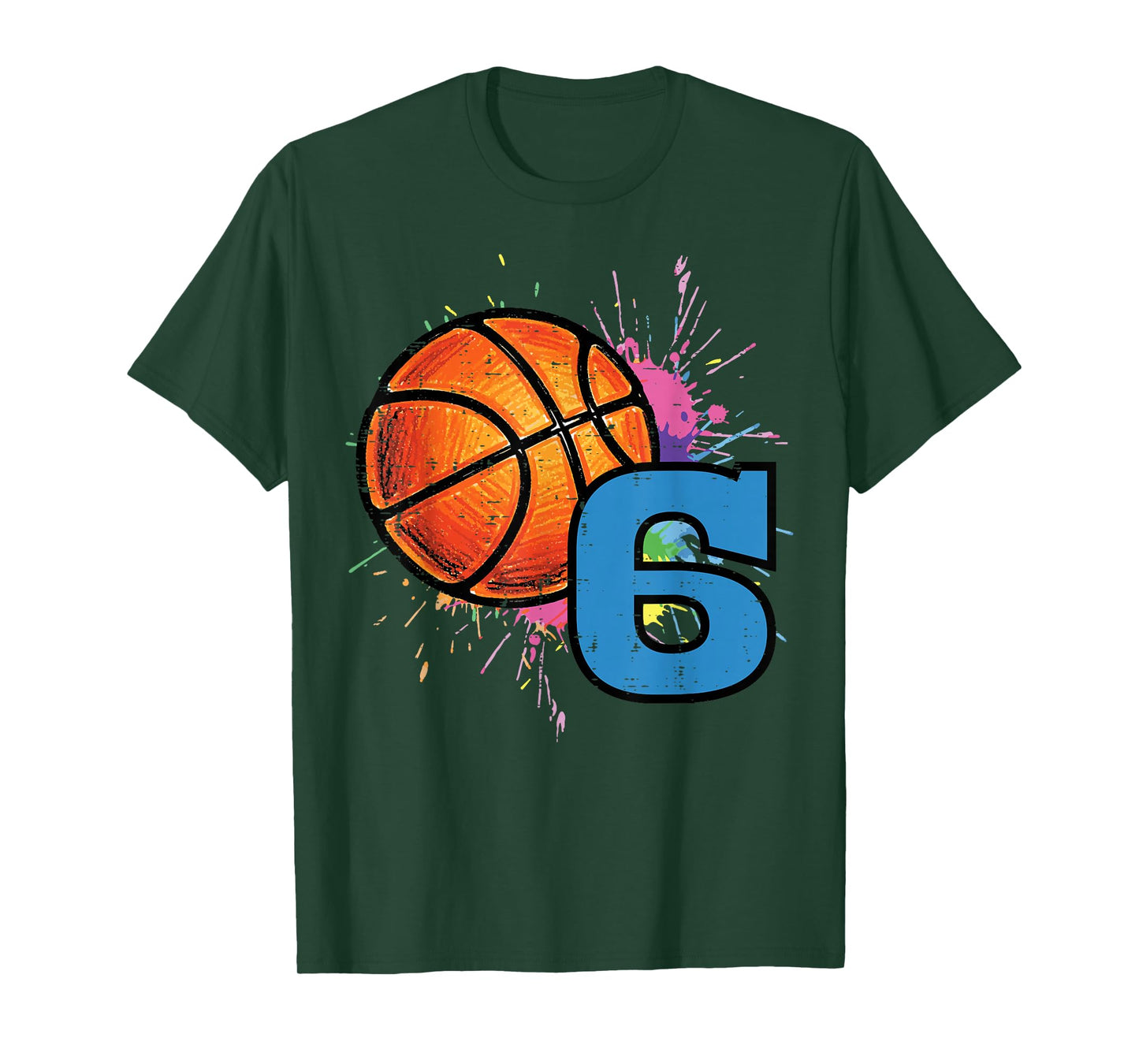 6th Birthday Basketball 6 Year Old Bday Sports Boys Kids T-Shirt