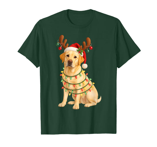 Yellow Lab Christmas Tree Light Pajama Labrador Dog T-Shirt