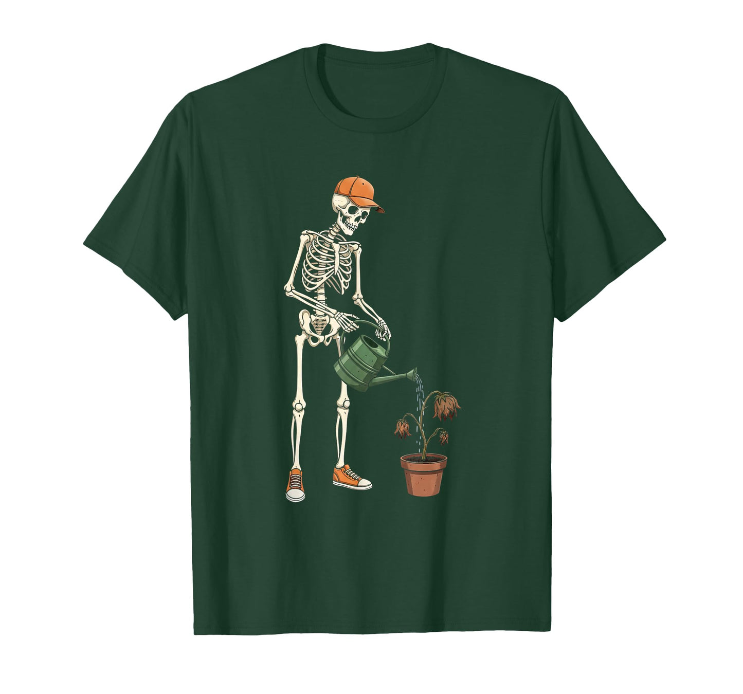 Plant Skeleton Halloween Funny for Men Boys Kids Gardening T-Shirt
