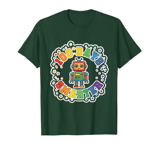 Robot 100 Days Smarter STEM Tech Boys 100th Day of School T-Shirt