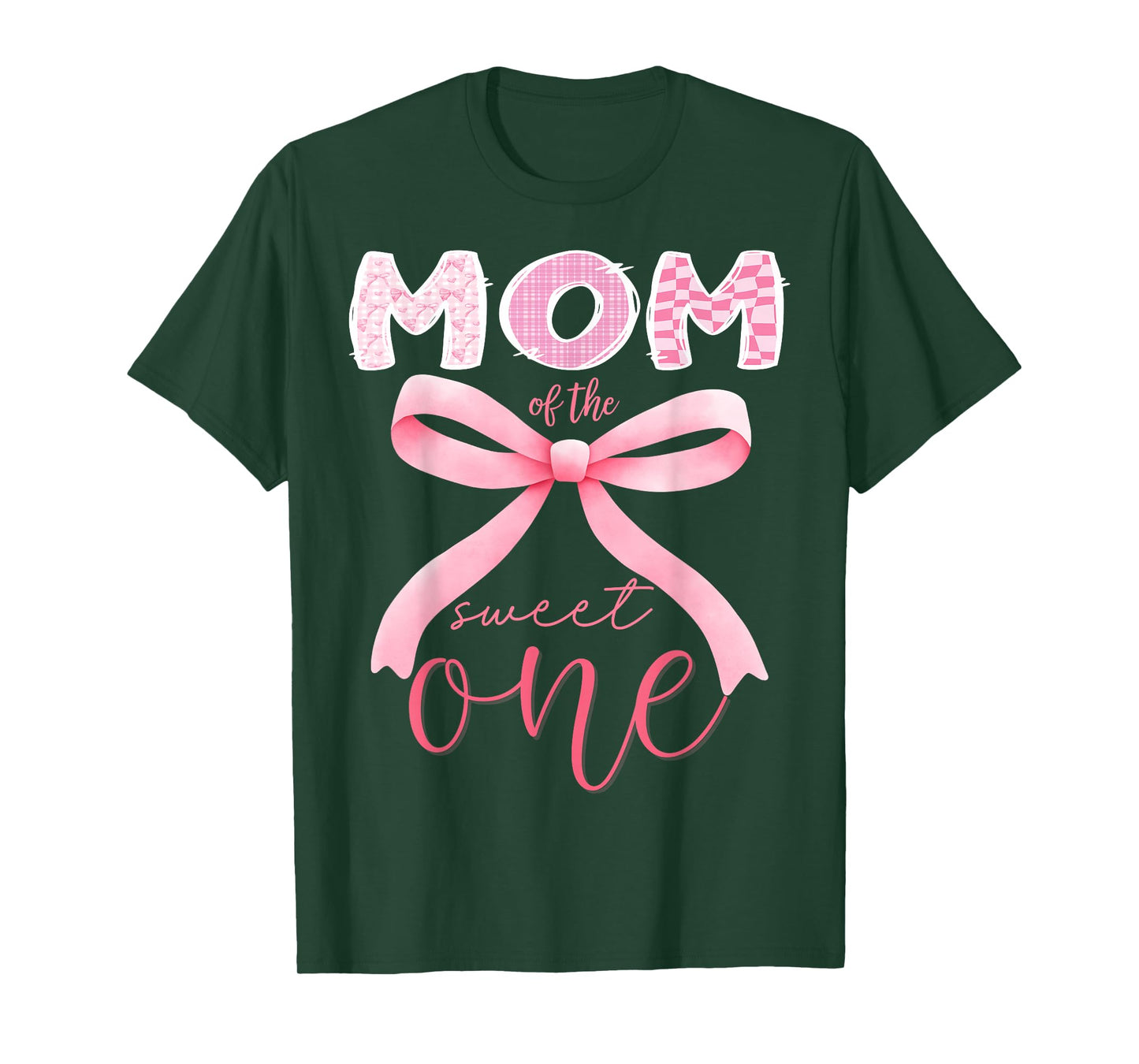 Mom of The Sweet One Pink Coquette Bow 1st Birthday Girl T-Shirt