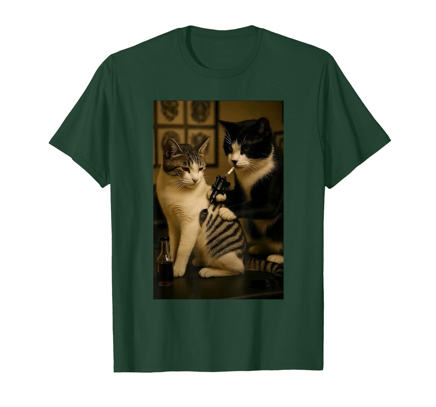 Vintage Cat Smoking Tattoo Inked Kitty Artist Funny Meme T-Shirt