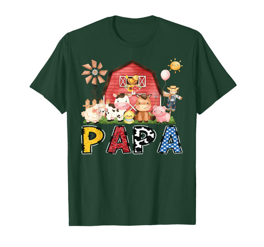 Papa Farm Cow Birthday Boy Matching Family Party T-Shirt