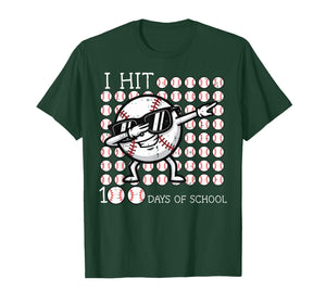 I Hit 100 Days of School Dabbing Baseball 100th Day Boy Kids T-Shirt
