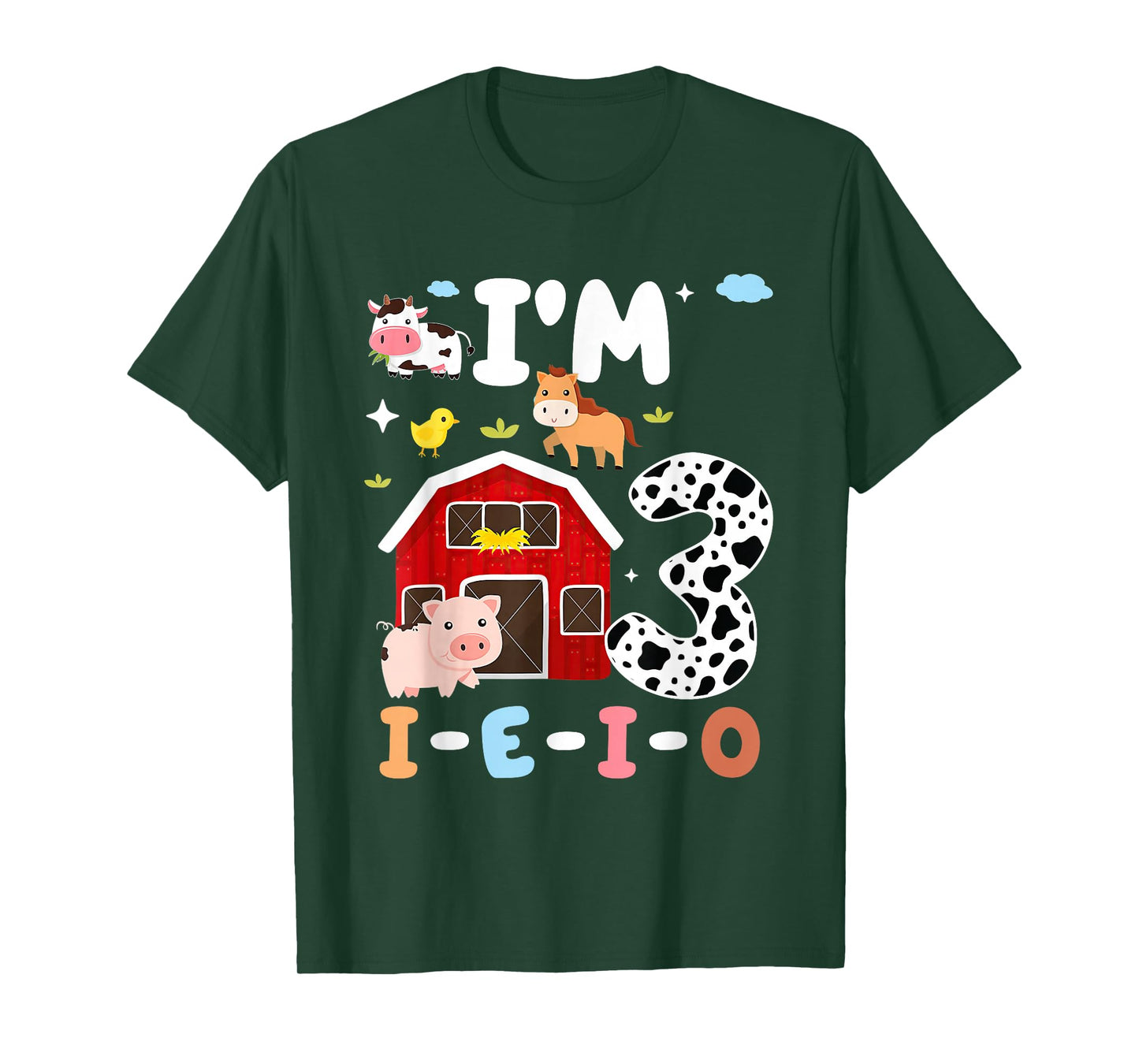 I'm Three I-E-I-O 3 Year Old Farm Animal 3rd Birthday T-Shirt