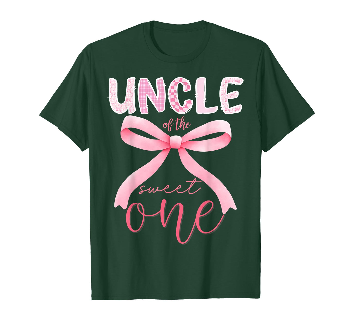 Uncle of The Sweet One Pink Coquette Bow 1st Birthday Girl T-Shirt
