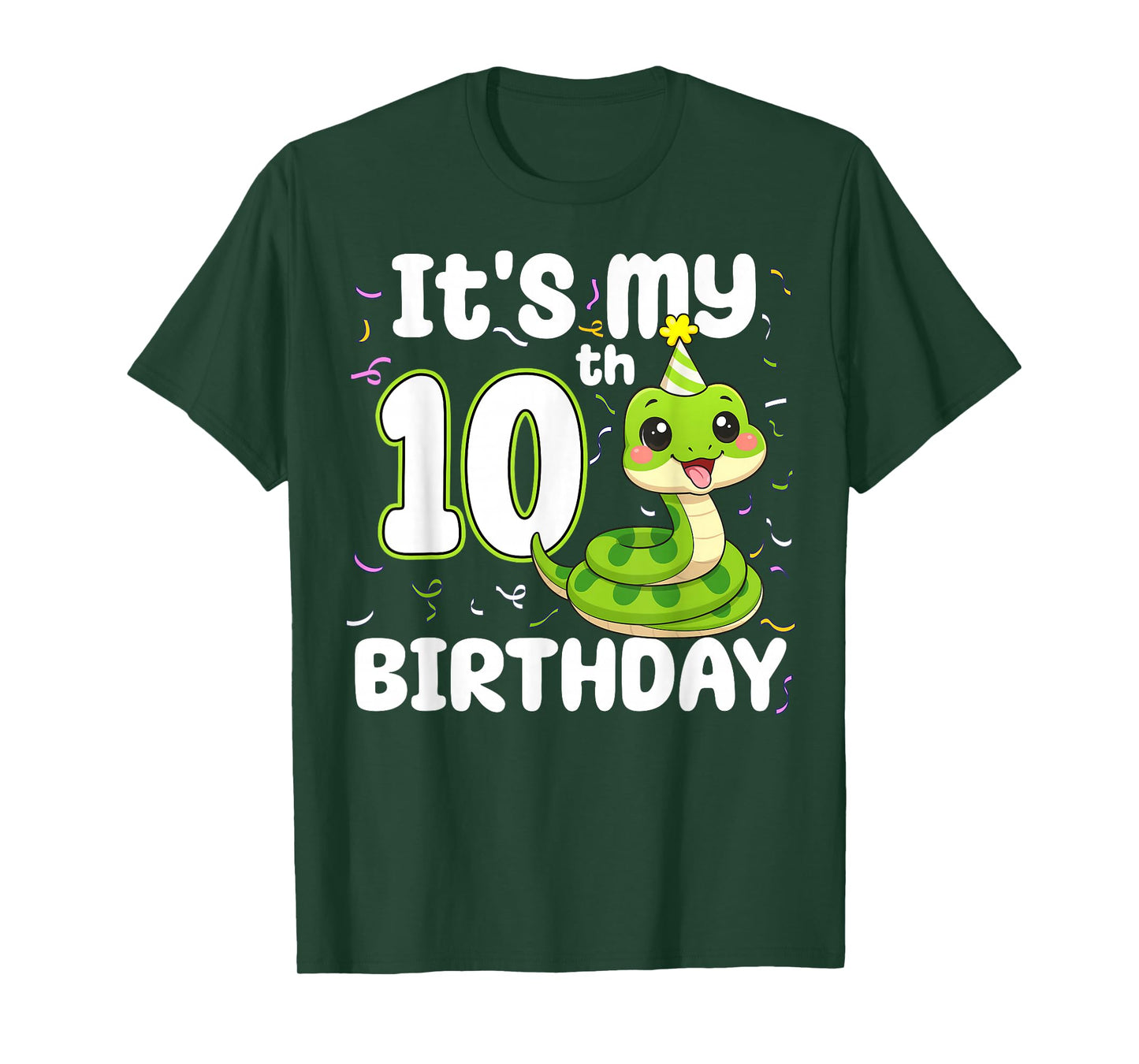 10th Birthday Snake Lover Ten 10 Years Old Birthday Boy Girl T-Shirt