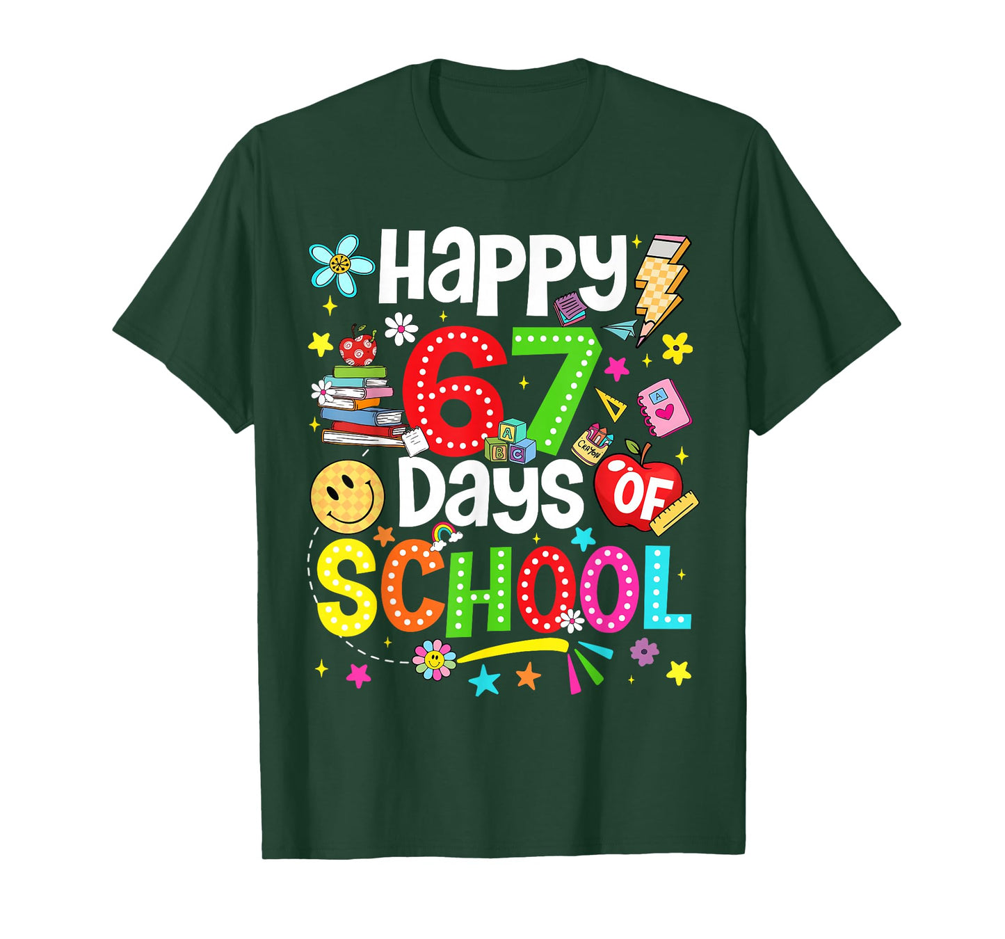 Happy 67 Days of School Six Seven Meme Boy Girl Teacher T-Shirt