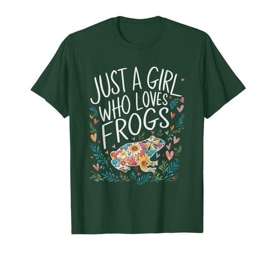 Cute Just A Girl Who Loves Frogs Men Women Girls T-Shirt