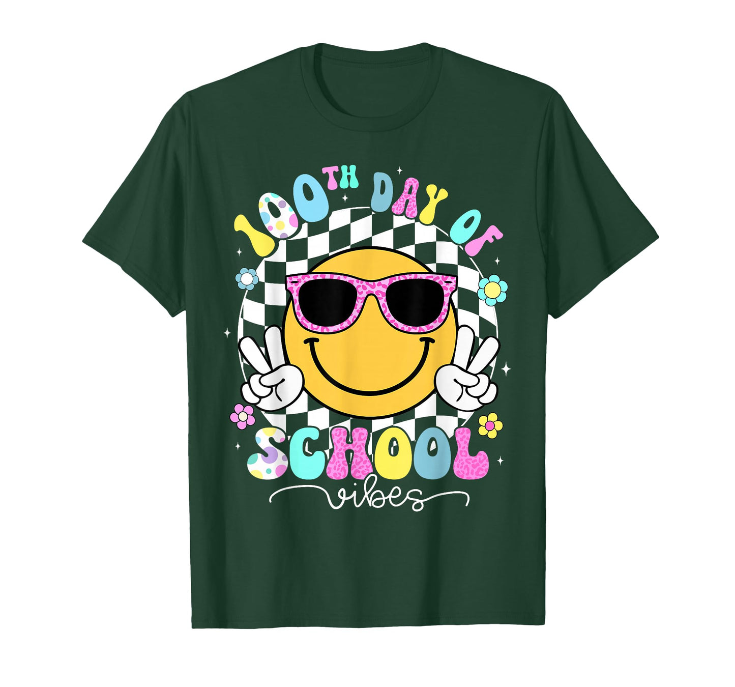 Cute Smile Face 100th Day of School Vibes Shirt Teacher Kids T-Shirt