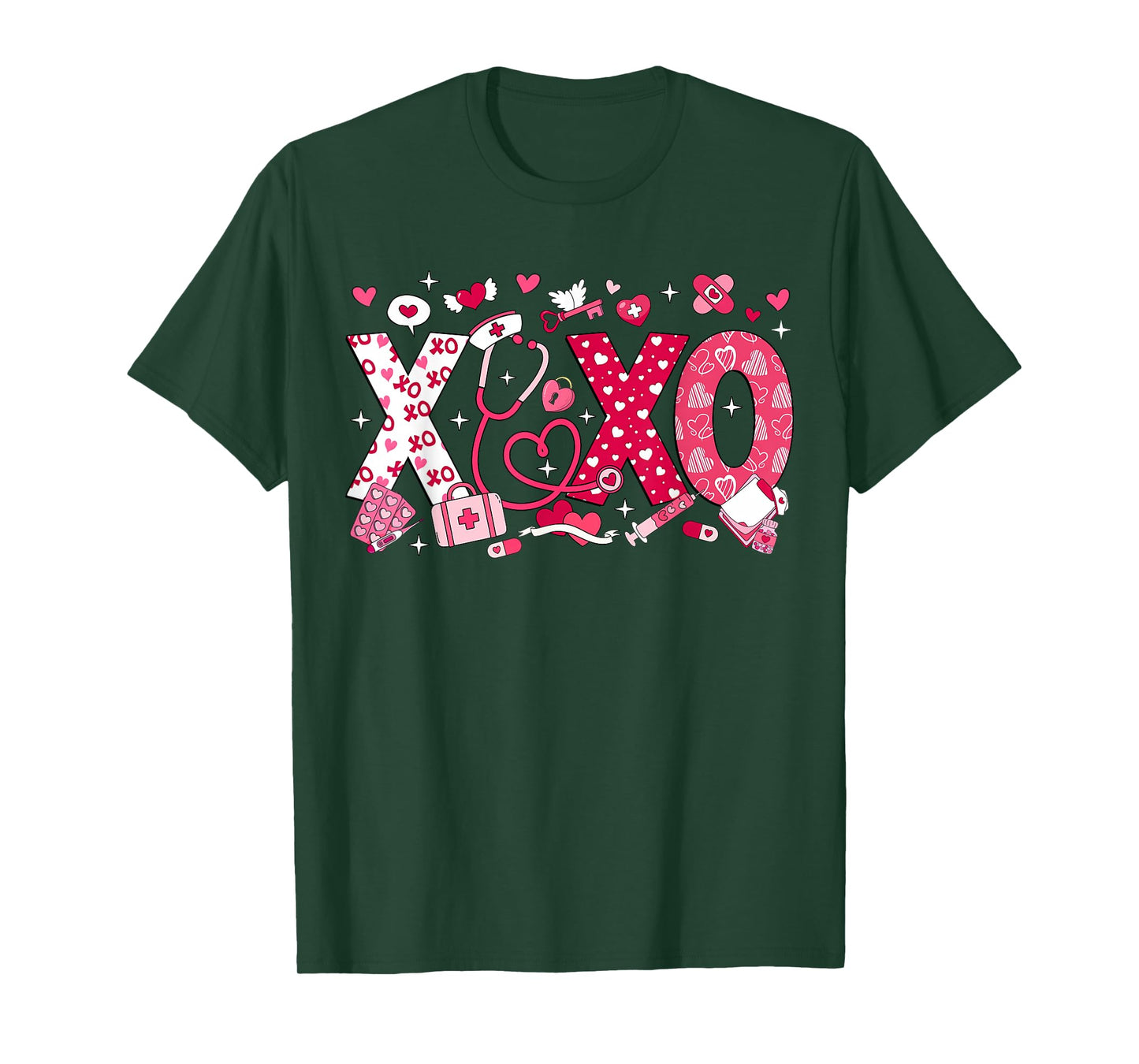 Nurse XOXO Stethoscope Valentine RN PCT CNA Nurse Women T-Shirt