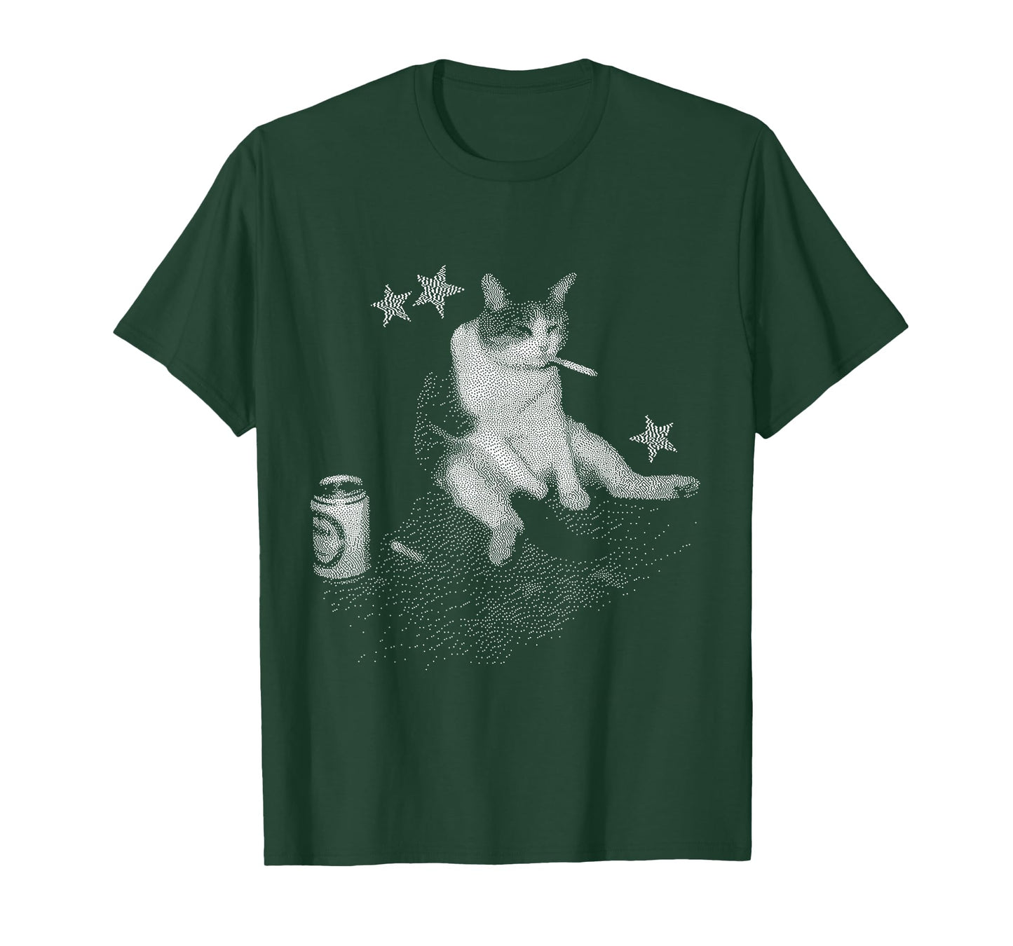 Smoking Cat Meme for Men and Women Funny Dither Graphic T-Shirt