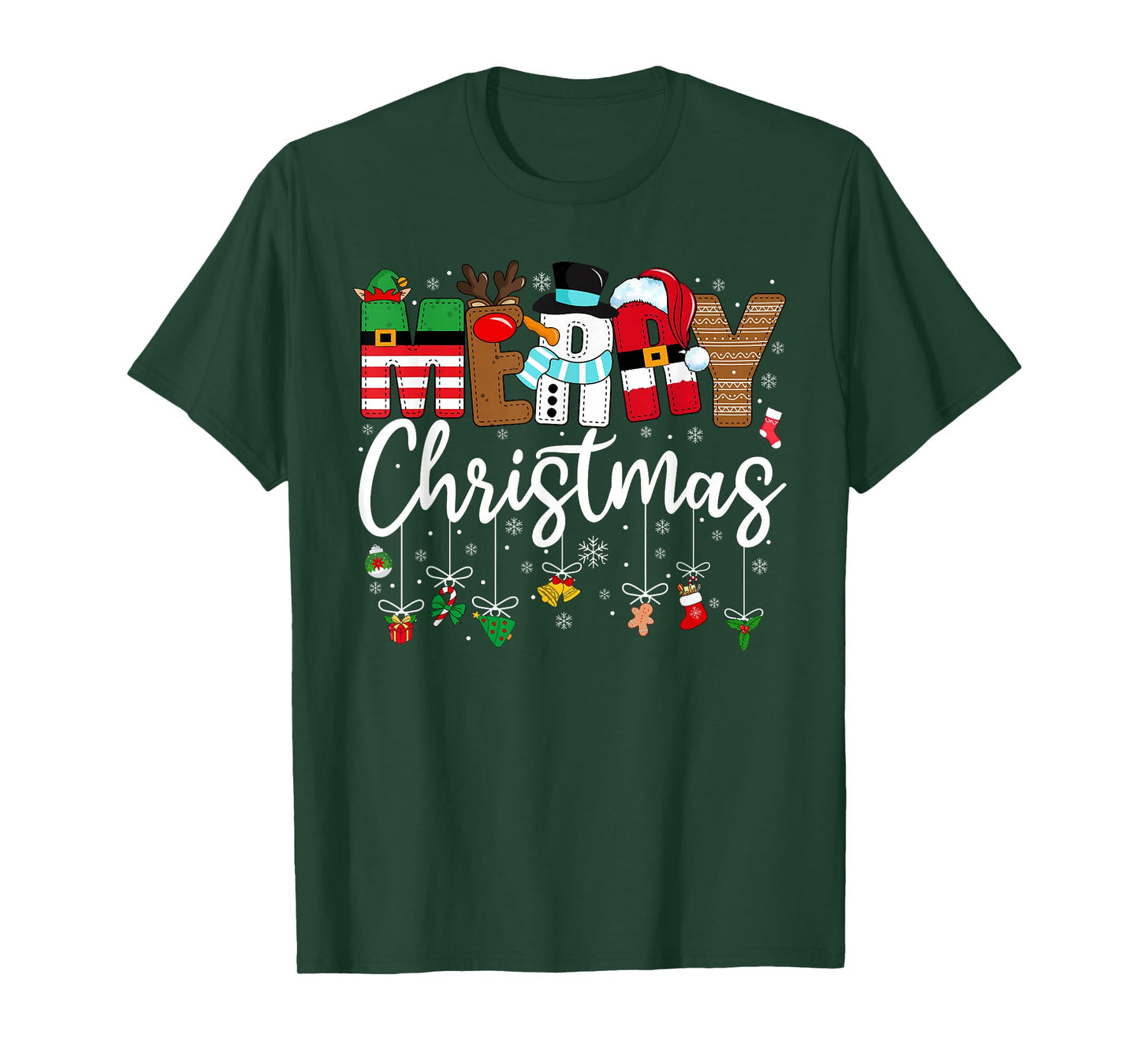 Merry Christmas Lights Santa Hat Xmas Family Matching Pajama T-Shirt