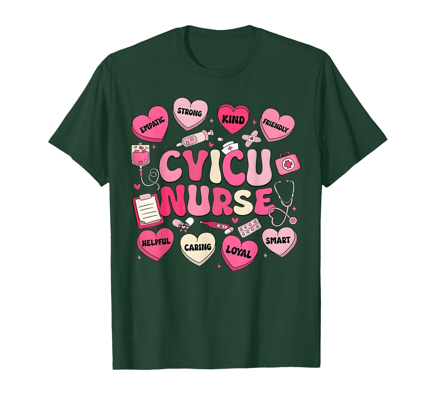 Valentine CVICU Nurse Hearts Coquette Pink Women T-Shirt