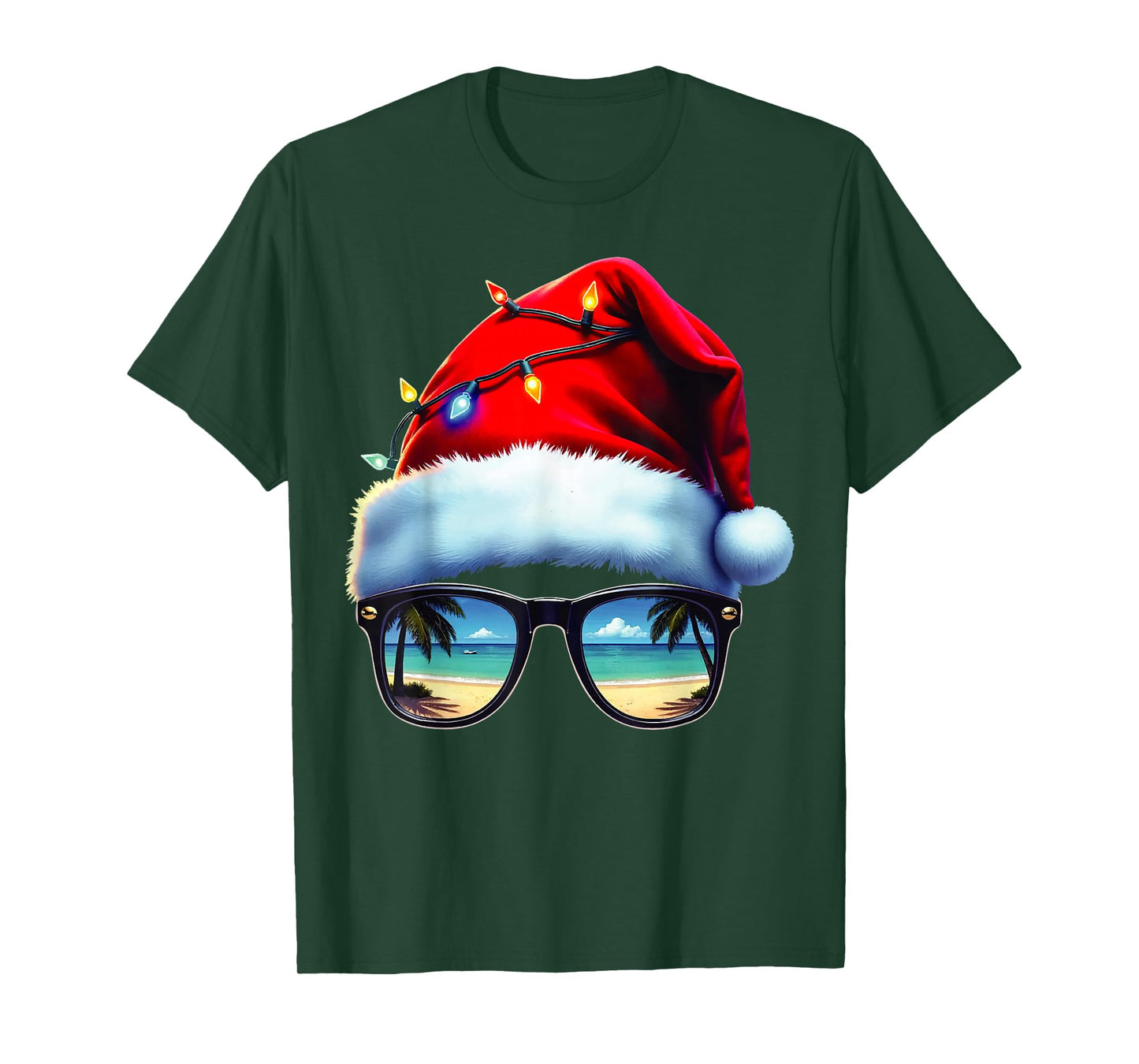 Tropical Christmas Vibes Beach Holiday Santa T-Shirt