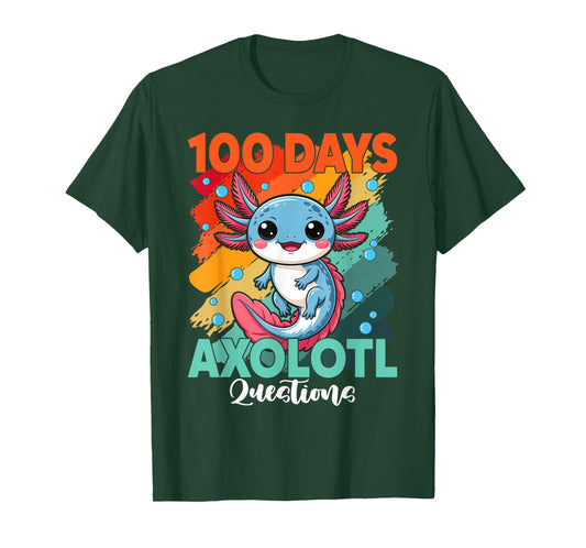 100 Days Axolotl Questions 100th Day of School Kids Vintage T-Shirt
