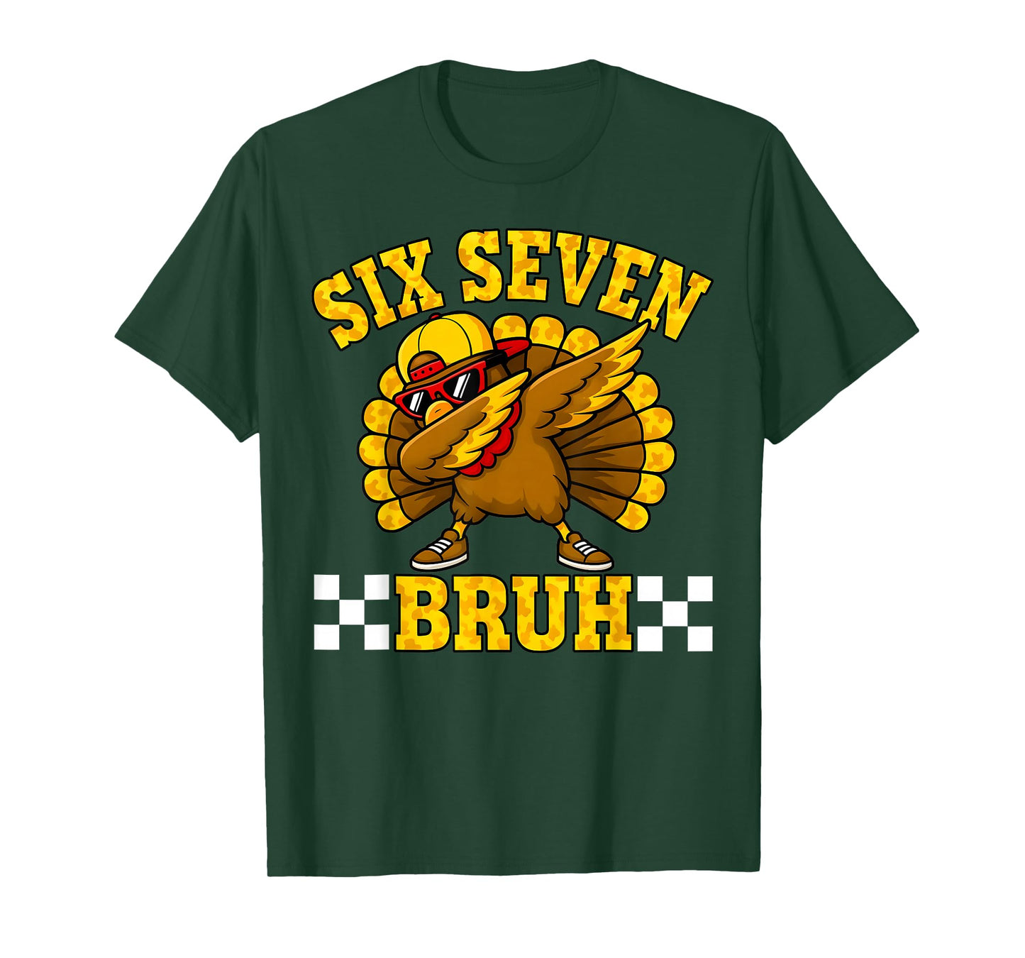 Six Seven Bruh Dabbing Turkey Thanksgiving 67 Meme T-Shirt
