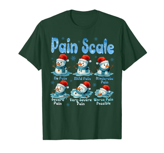 Pain Scale Snowman Healthcare Worker Pain Assessment Nurse T-Shirt