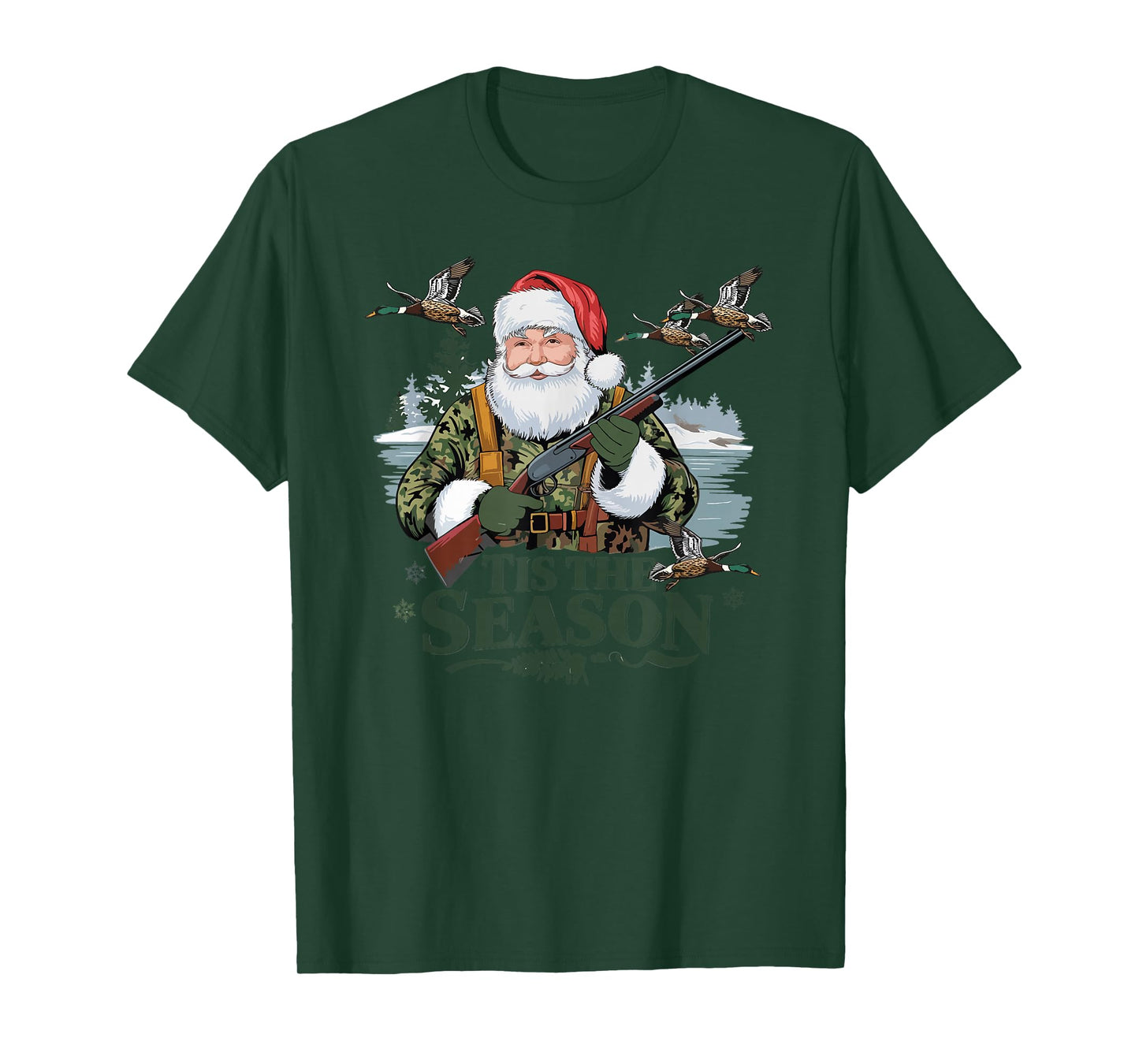 Tis The Season Santa Duck Hunting Funny Christmas Hunting T-Shirt