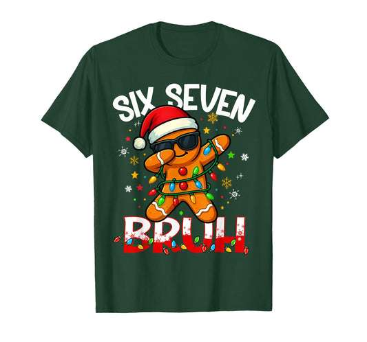 Six Seven 6 7 Meme Dabbing Gingerbread Man Christmas Bruh T-Shirt