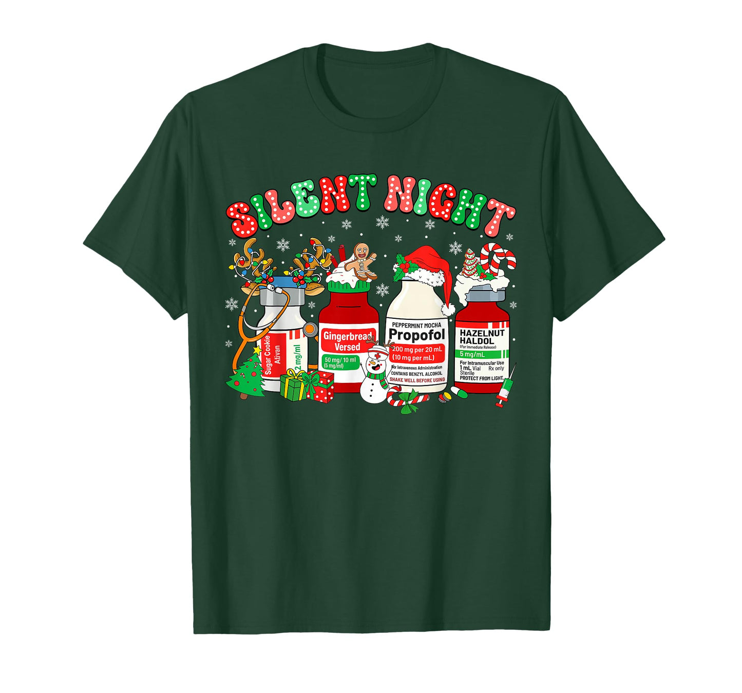Retro Propofol Silent Night ER ED RN ICU Nurses Christmas T-Shirt