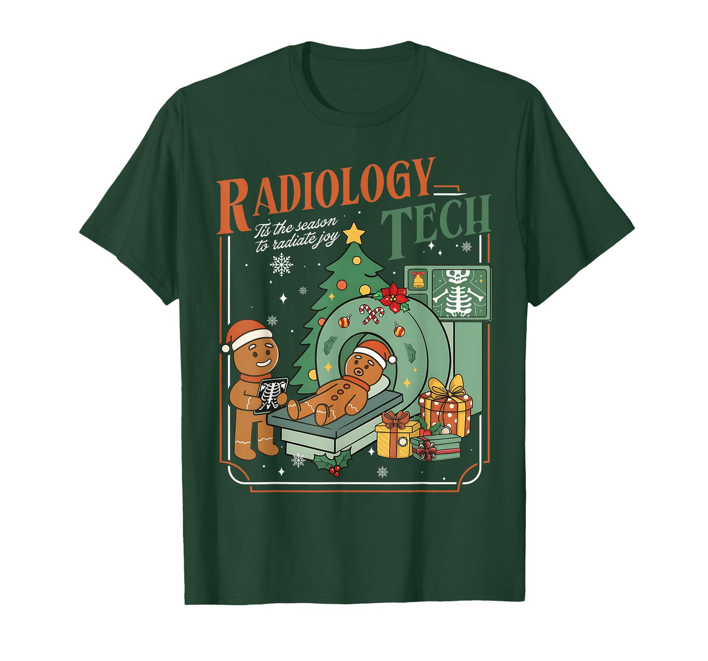Christmas Radiology Tech Funny Gingerbread Man Radiate Joy T-Shirt