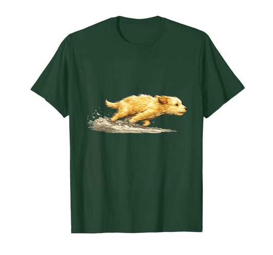 Cute Dog Running | Dog Art Print Running Dog Illustration T-Shirt