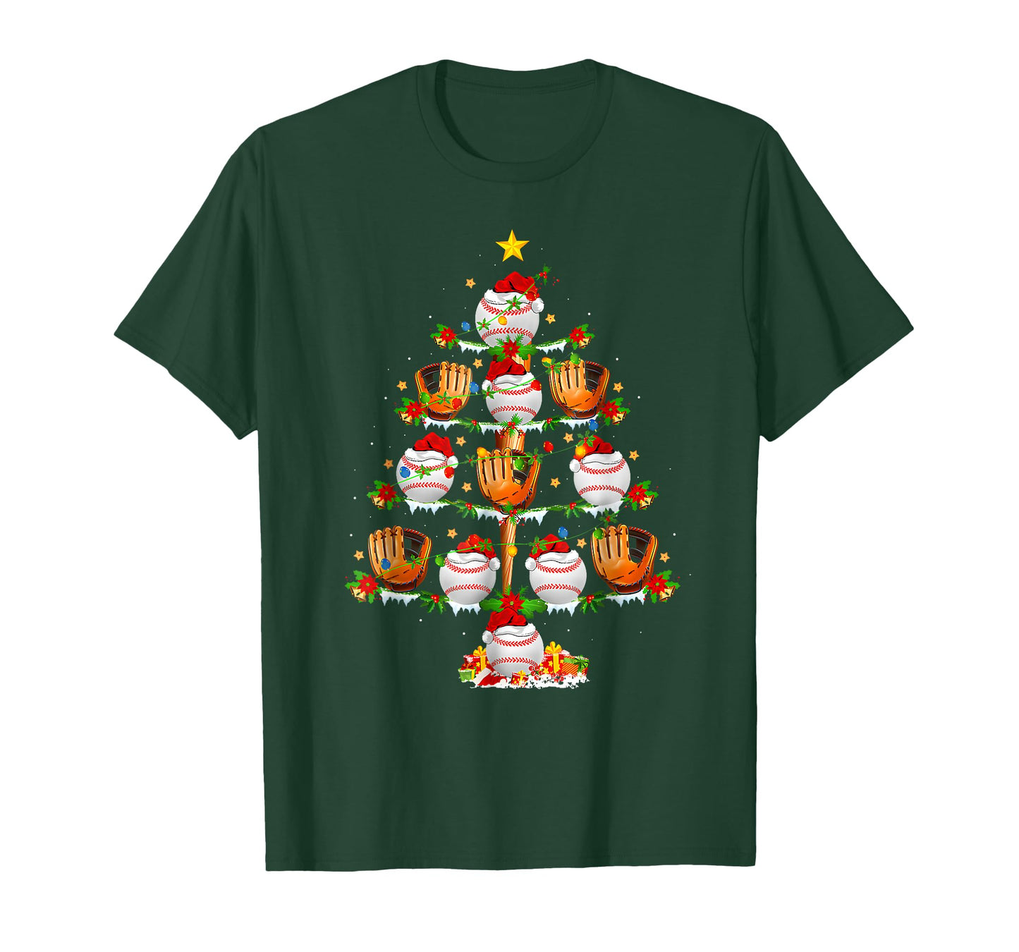 Santa Sports Design for Men Boys Christmas Baseball Player T-Shirt