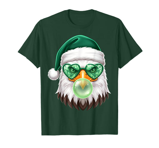Bald Eagle Santa Heart Sunglasses Bubblegum Xmas Christmas T-Shirt