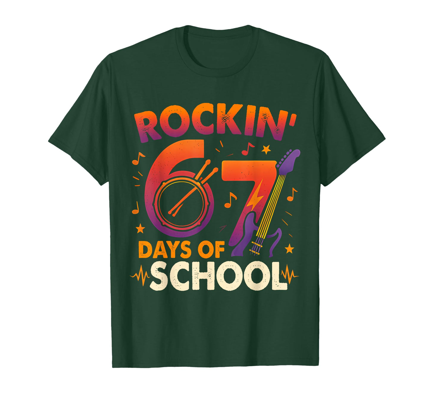 Rockin 67 Days of School Six Seven Teacher Student Music 6 7 T-Shirt