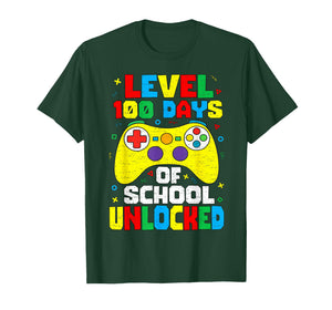 Level 100 Days of School Unlocked Gamer Video Games Boy Kids T-Shirt