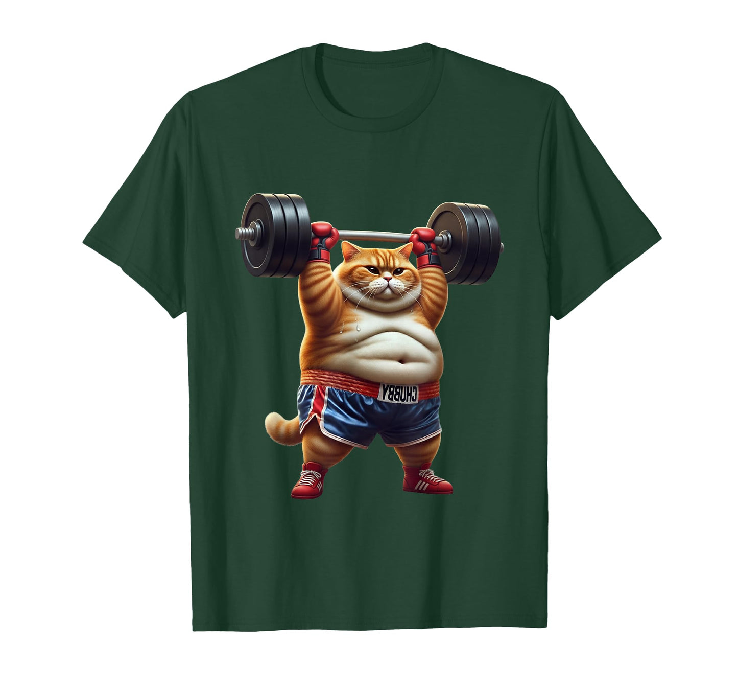 Funny Weightlifting Gym Workout Cat with Boxing Gloves Anime T-Shirt