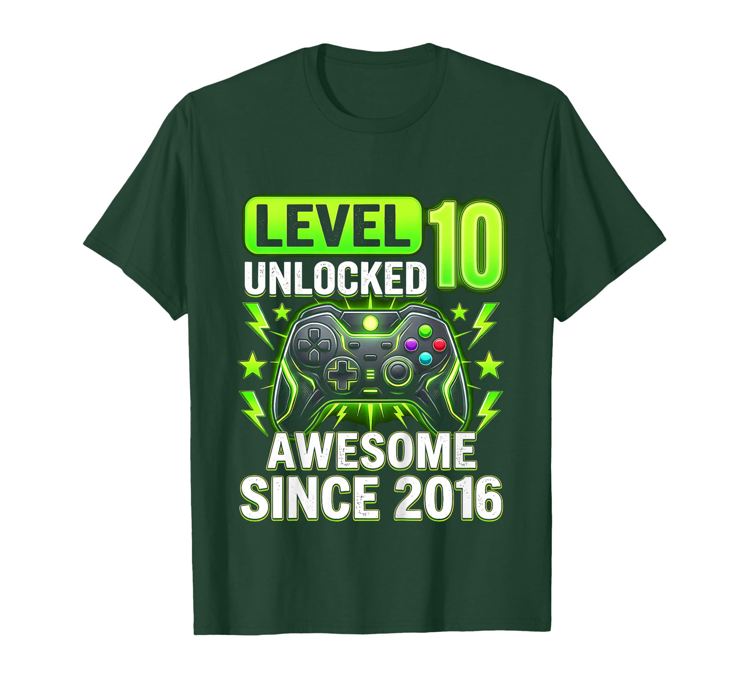 Kids 10th Birthday Gamer Level 10 Unlocked Awesome Since 2016 T-Shirt