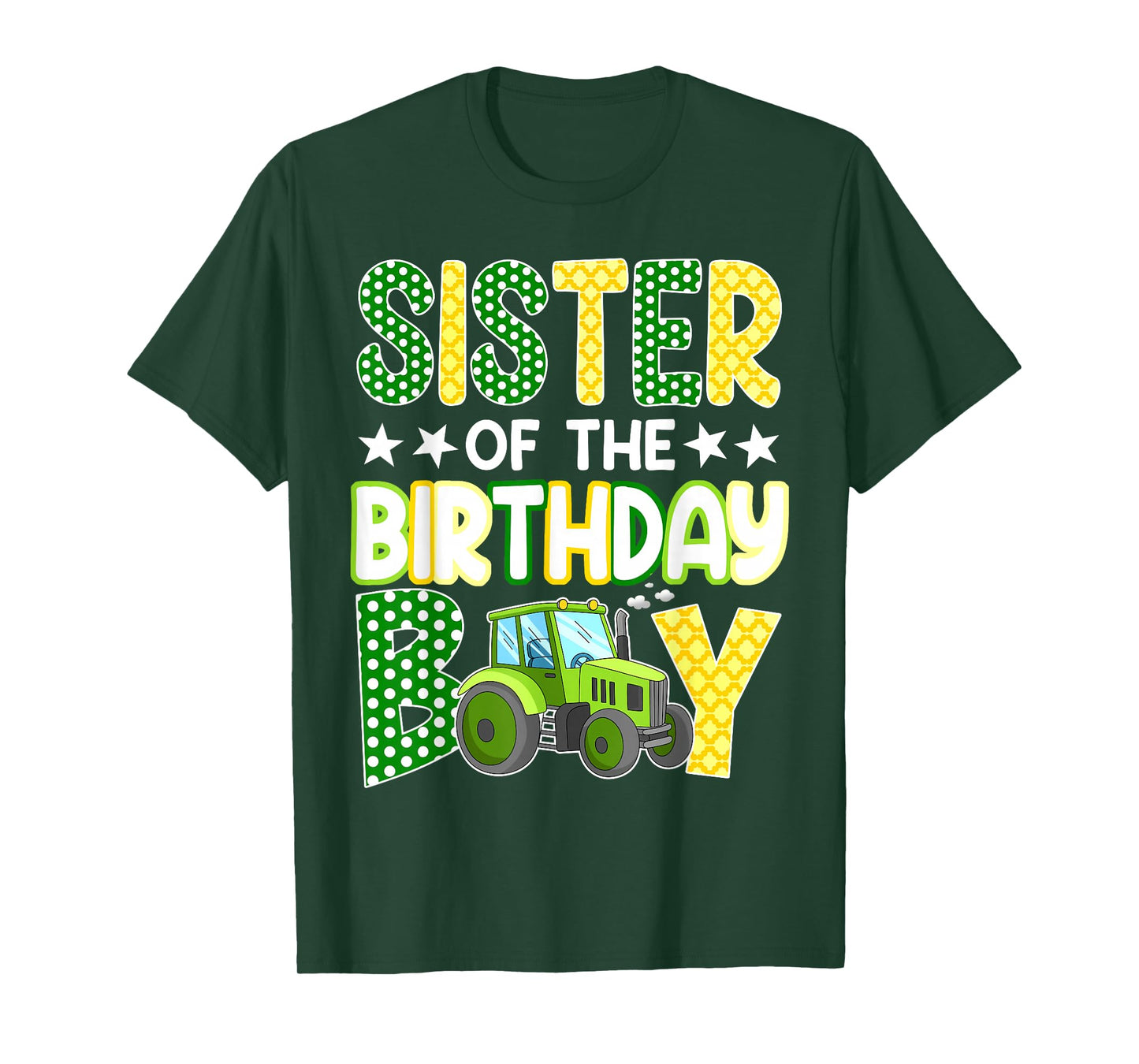 Sister of The Birthday Boy Tractors Farm Trucks Family T-Shirt