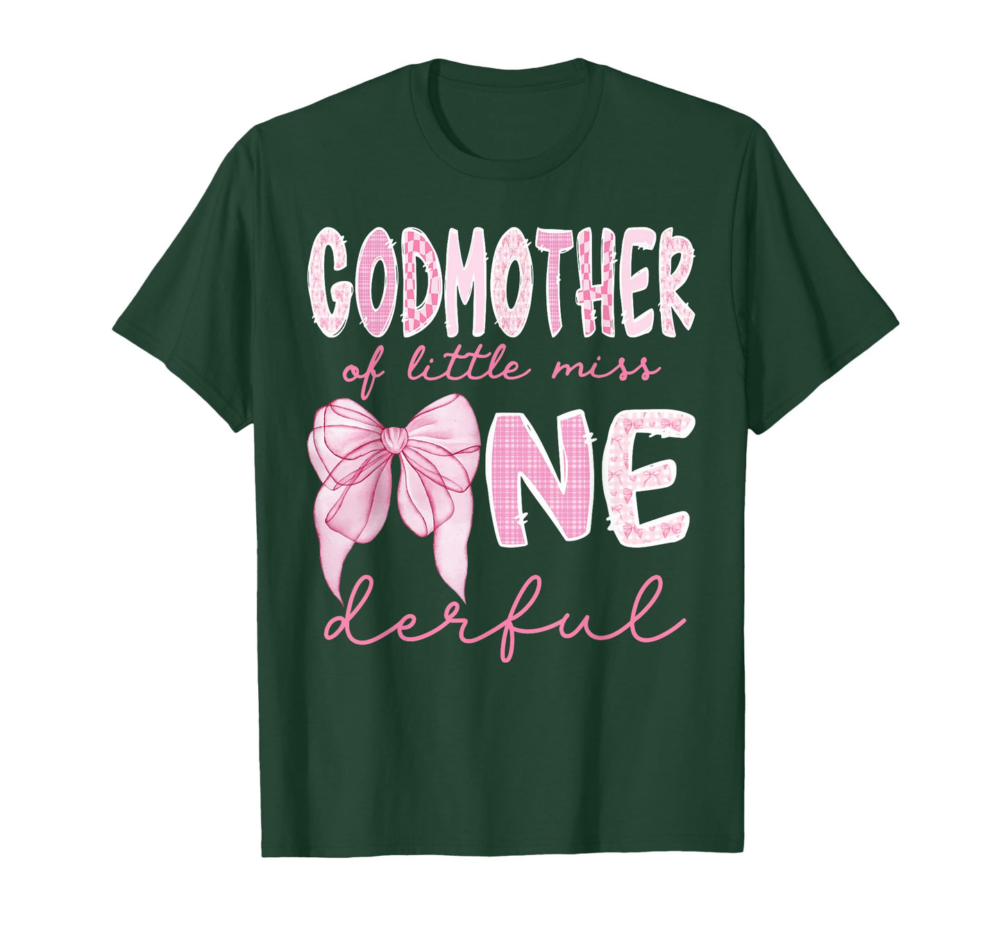 Godmother of Little Miss Onederful First Birthday Girl Bow T-Shirt