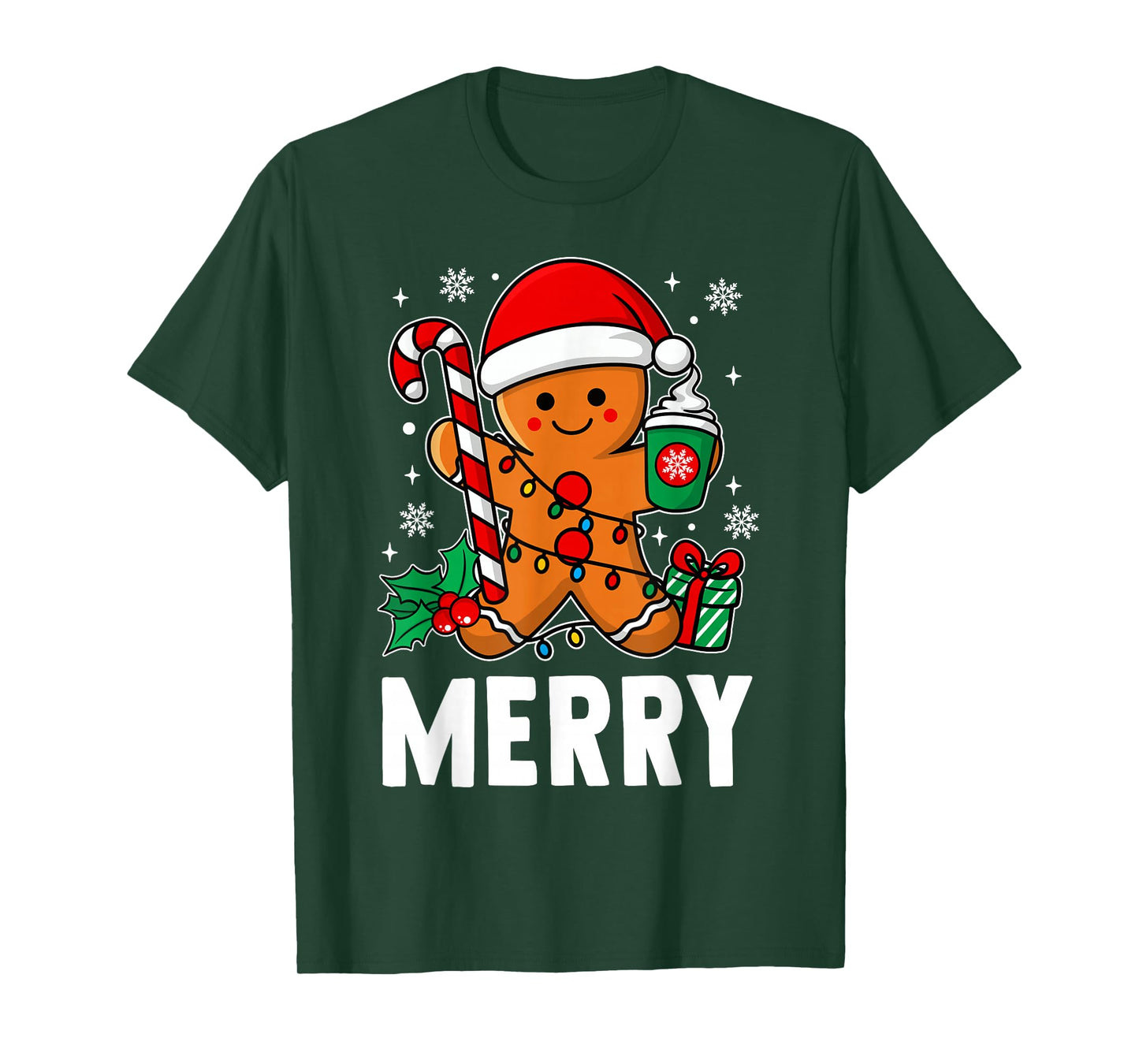 Merry Christmas Xmas Candy Cane Gingerbread Couples Pajama T-Shirt