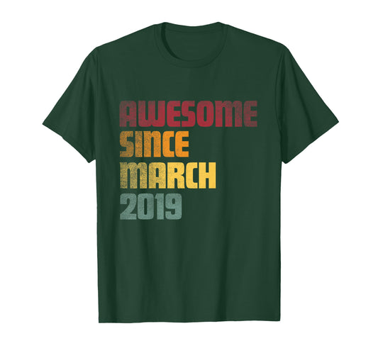 Awesome Since March 2019 7th Birthday - Vintage T-Shirt