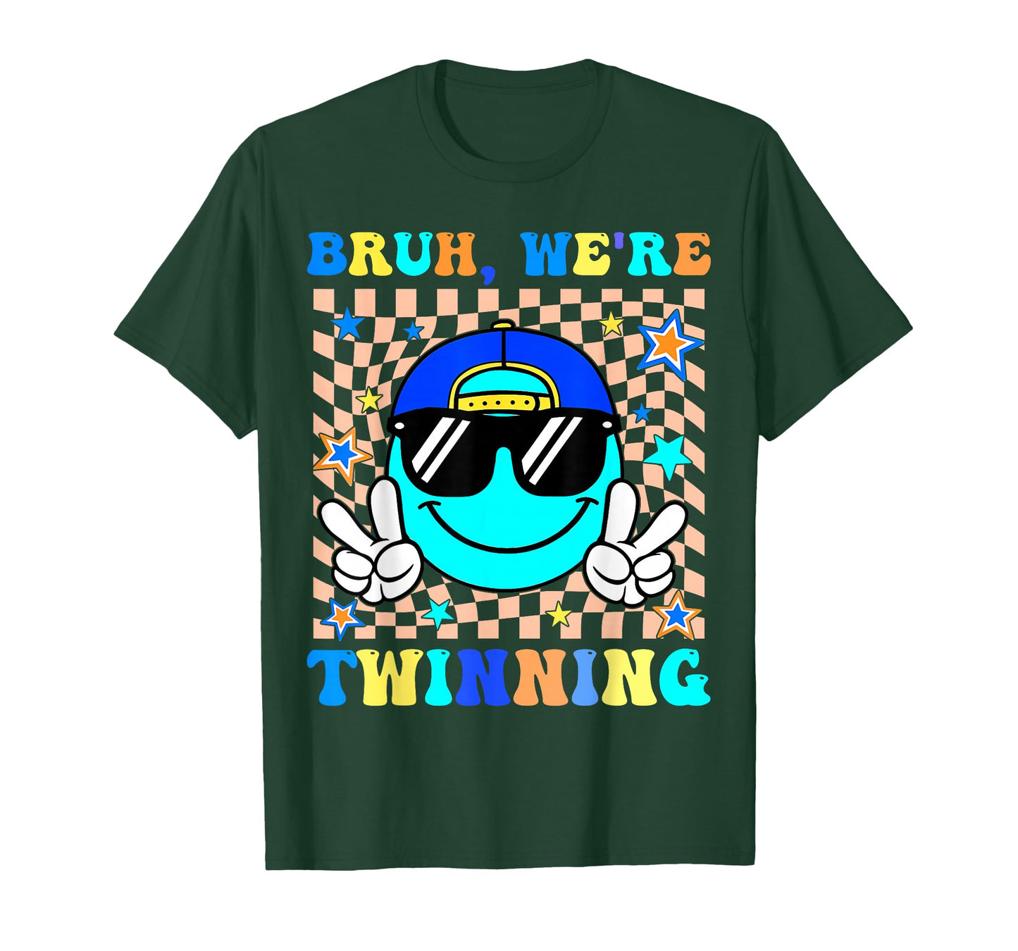 Bruh We're Twinning Retro Twin Day Spirit Week Boys Kids T-Shirt