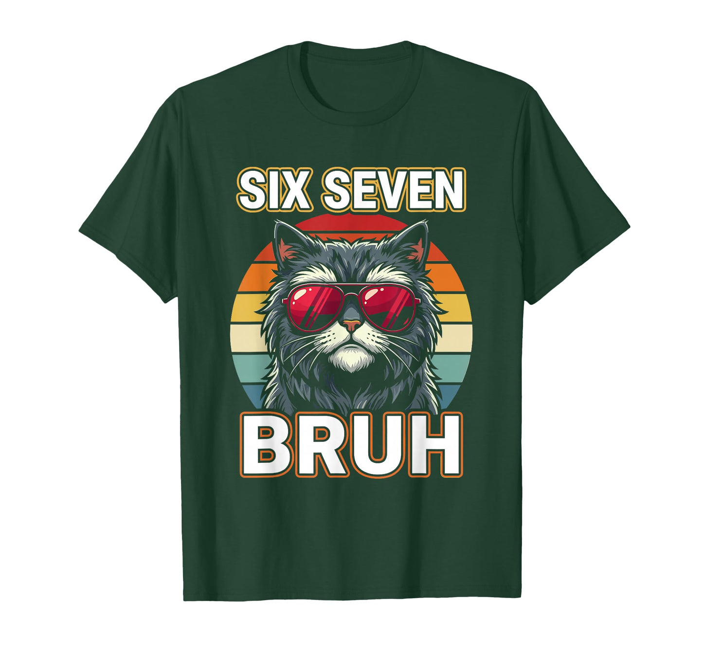 Cool Retro Six Seven Bruh Cat Sunglasses Meme 67 T-Shirt