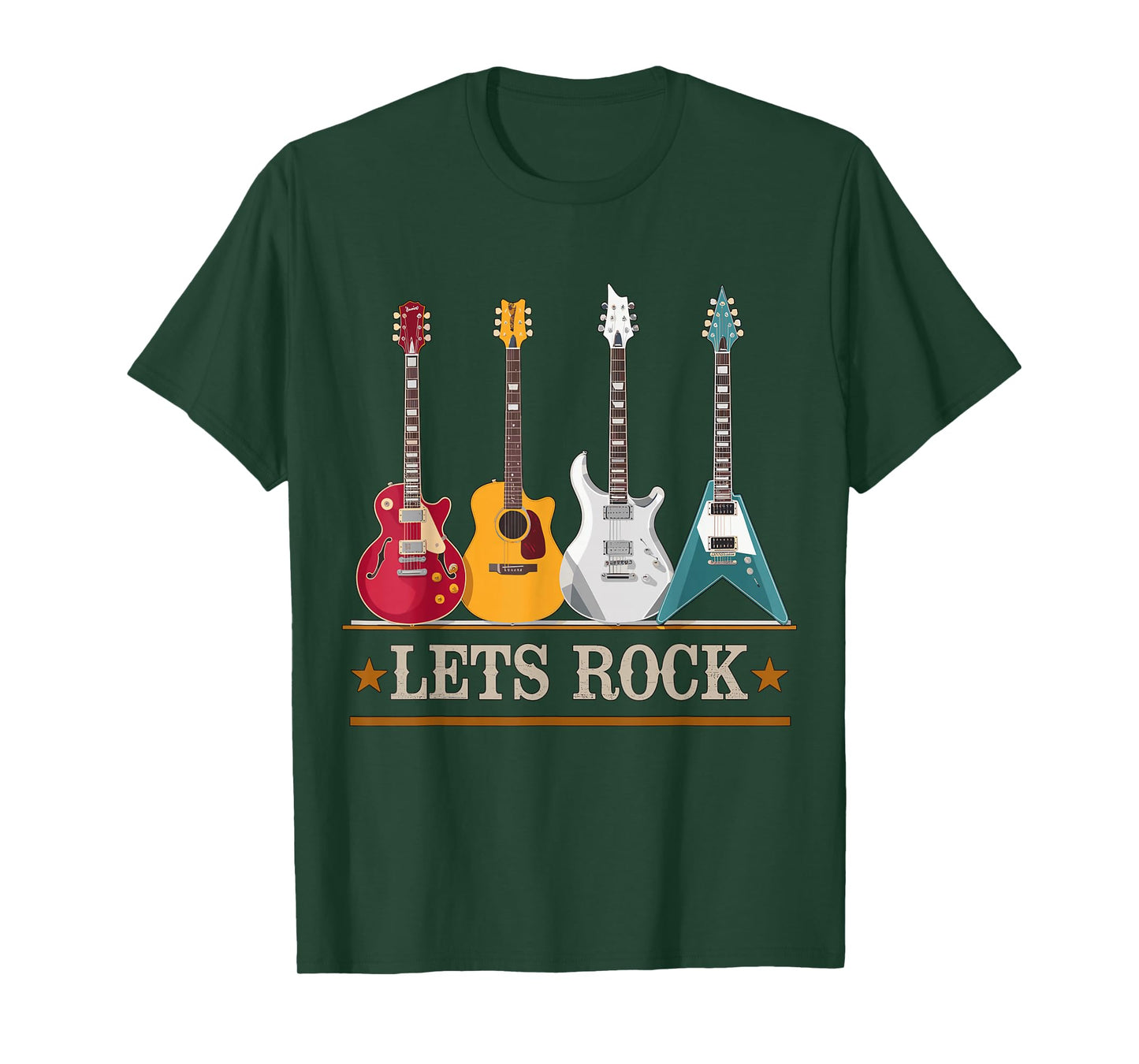 Let's Rock and Roll Guitar Music Band T-Shirt