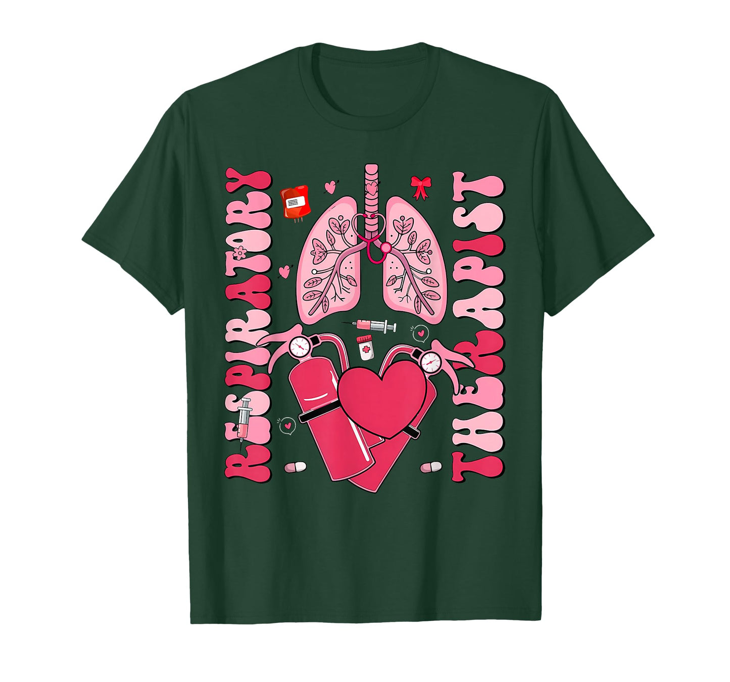 Lung Hearts Respiratory Therapist Valentine Day Pulmonology T-Shirt