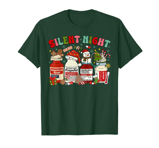 Groovy Propofol Silent Christmas Night ICU ER Nurse Xmas T-Shirt