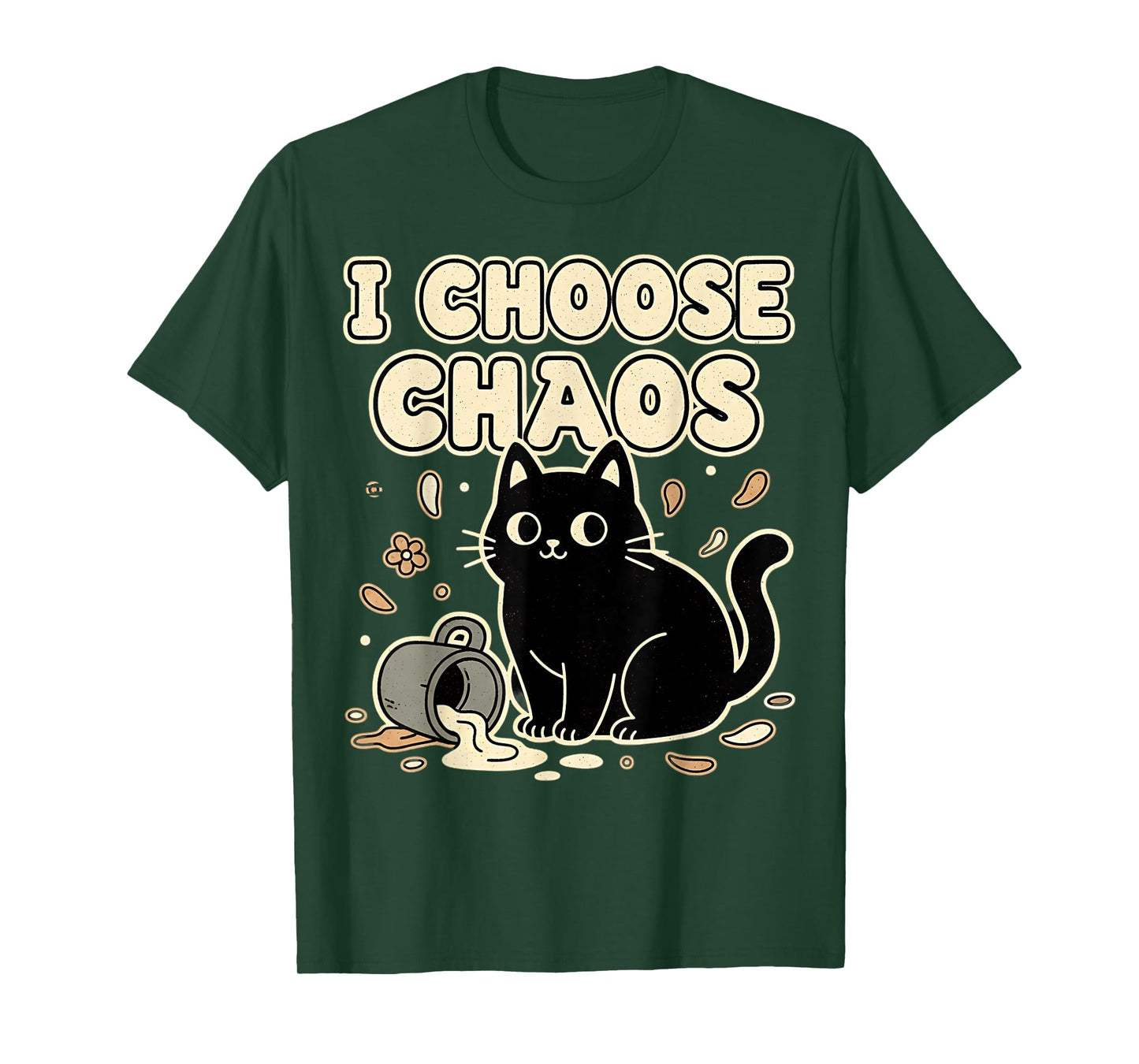 I Choose Chaos Cute Ironic Sarcastic Funny Cat Graphic T-Shirt