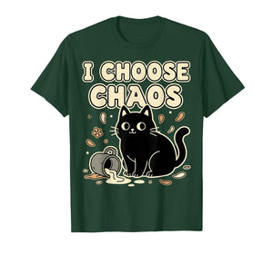 I Choose Chaos Cute Ironic Sarcastic Funny Cat Graphic T-Shirt