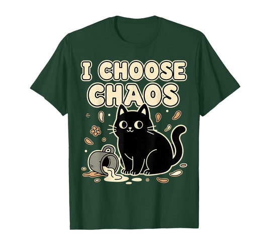 I Choose Chaos Cute Ironic Sarcastic Funny Cat Graphic T-Shirt