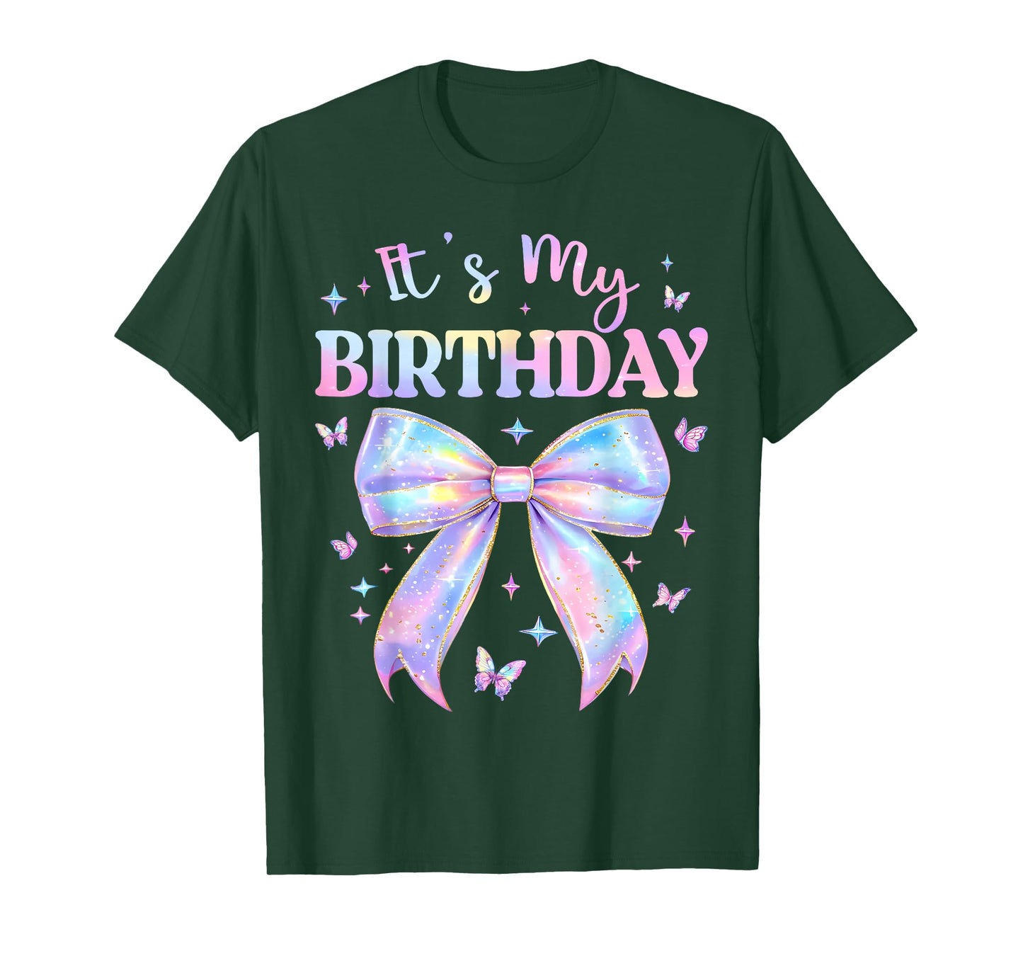 It's My Birthday Tie Dye Coquette Bow Butterfly Birthday T-Shirt