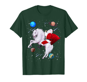 Christmas Santa Riding Unicorn in Space Funny Xmas T-Shirt