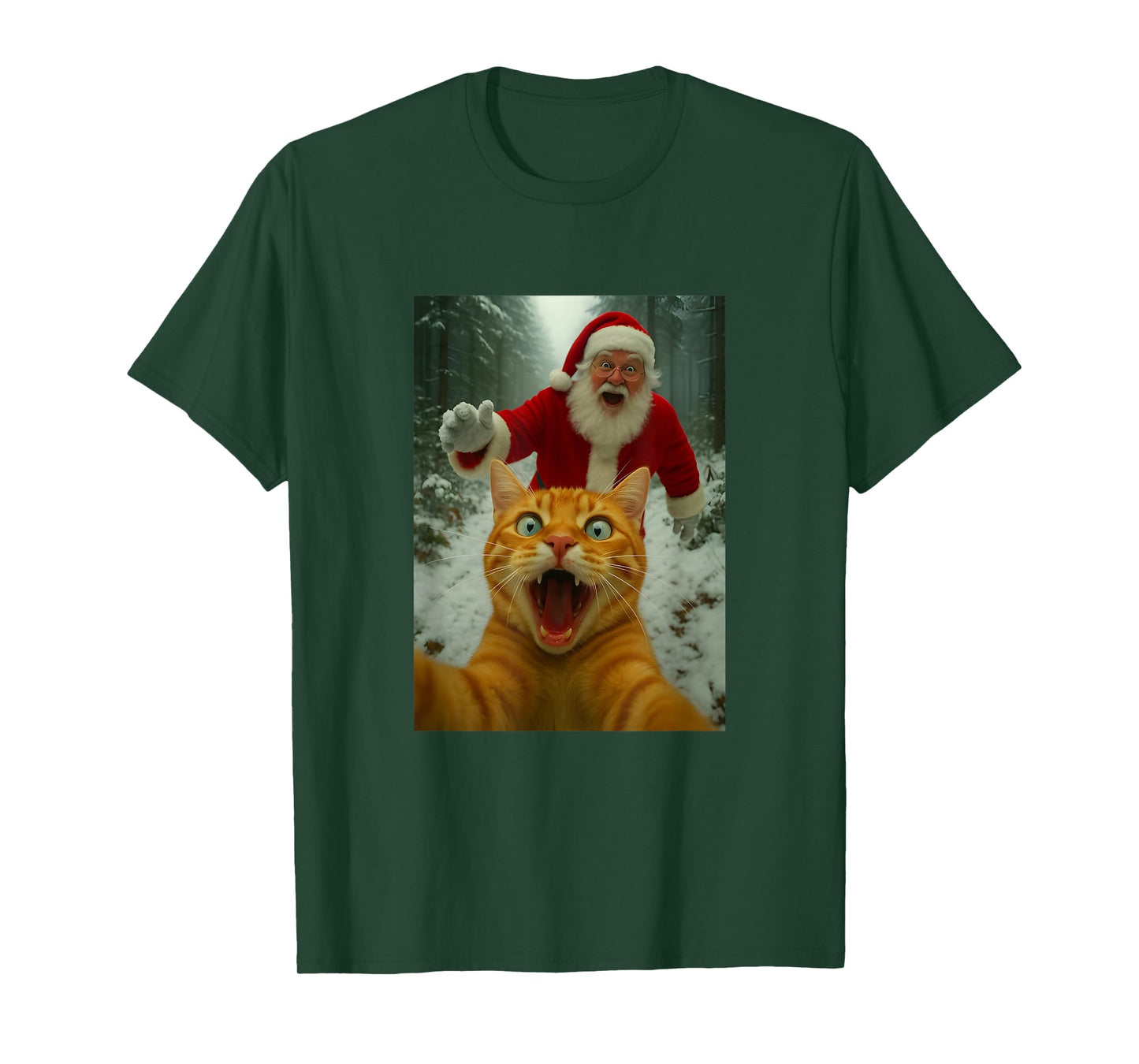 Cat Selfie with Santa Claus - Funny Kitten Christmas Lover T-Shirt