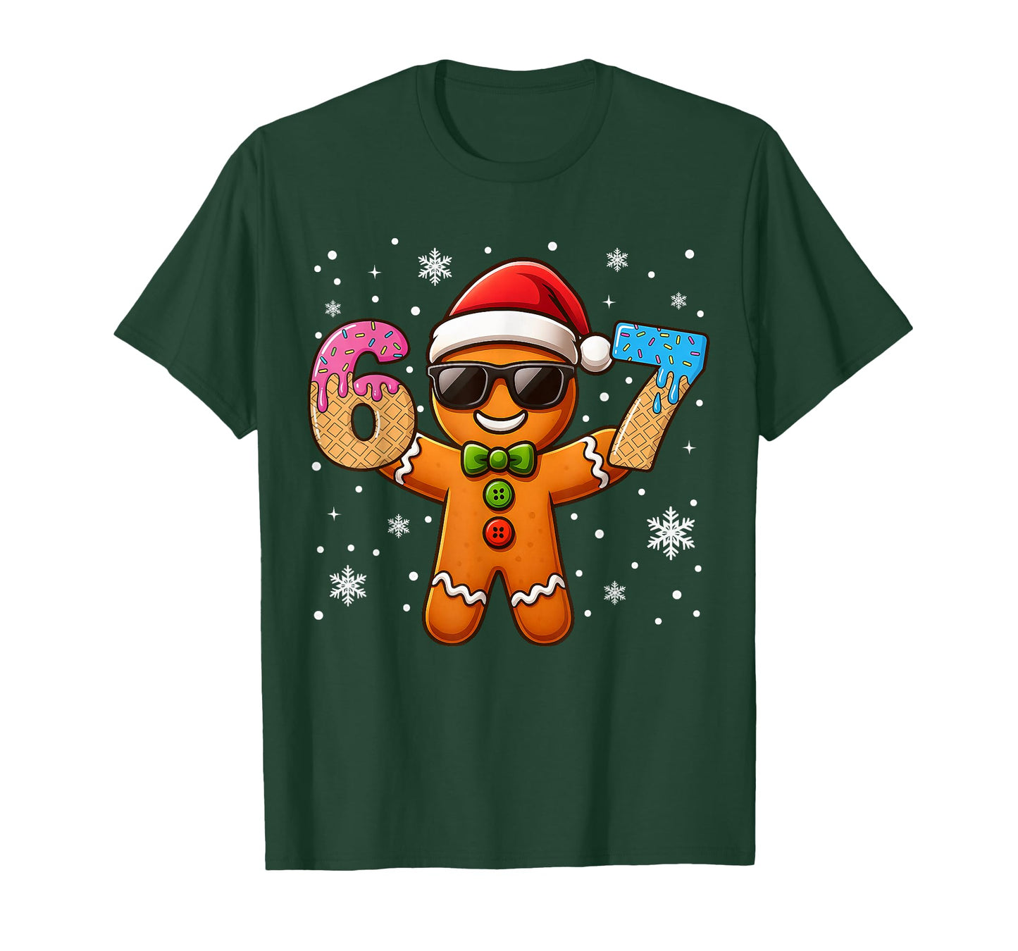 Funny Gingerbread Six Seven 67 Ice Cream Drip Christmas Boys T-Shirt