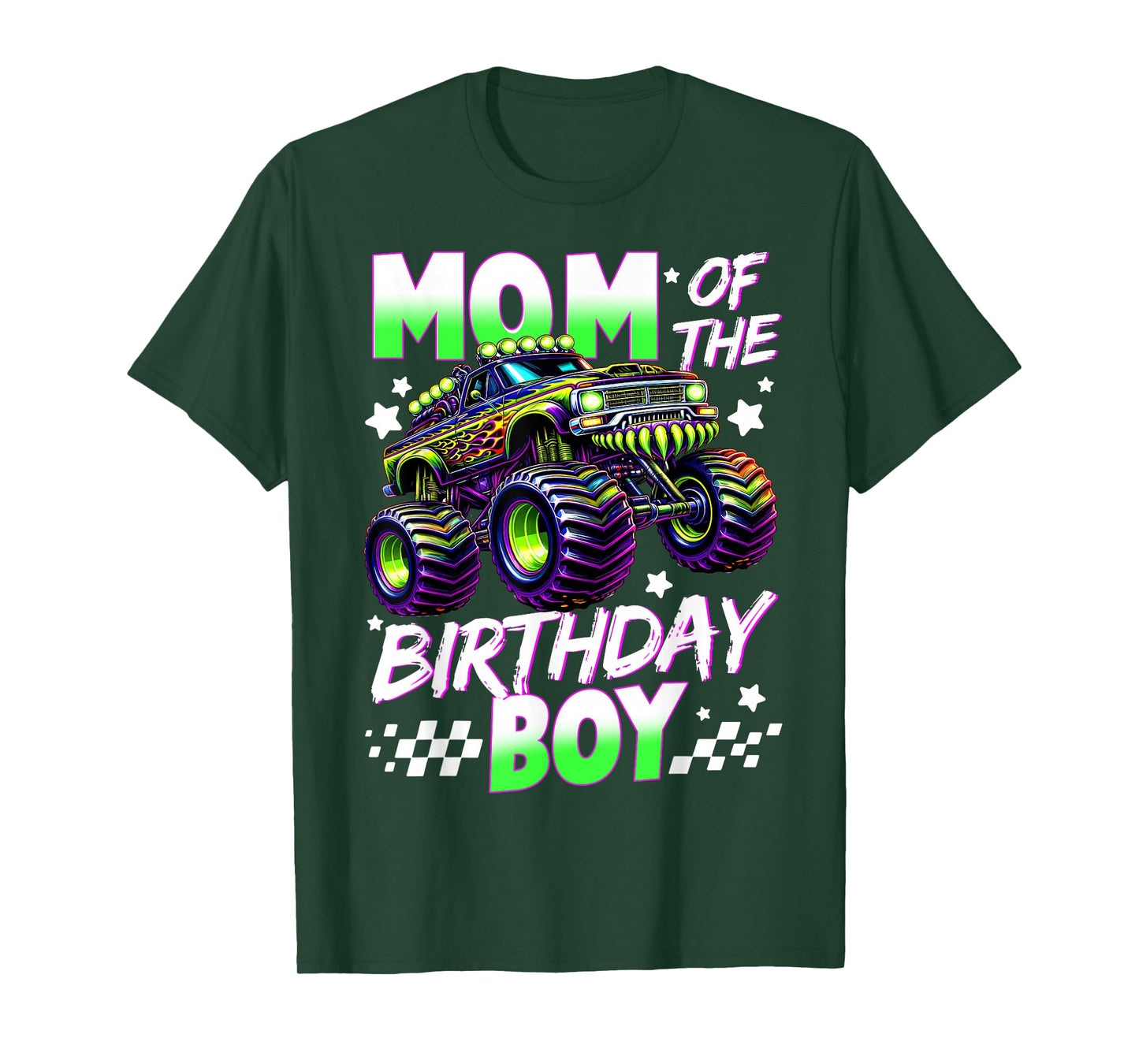 Mom of The Birthday Boy Monster Truck Family Matching Party T-Shirt